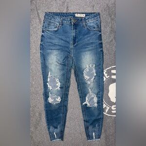 High Rise Ripped Denim Jeans